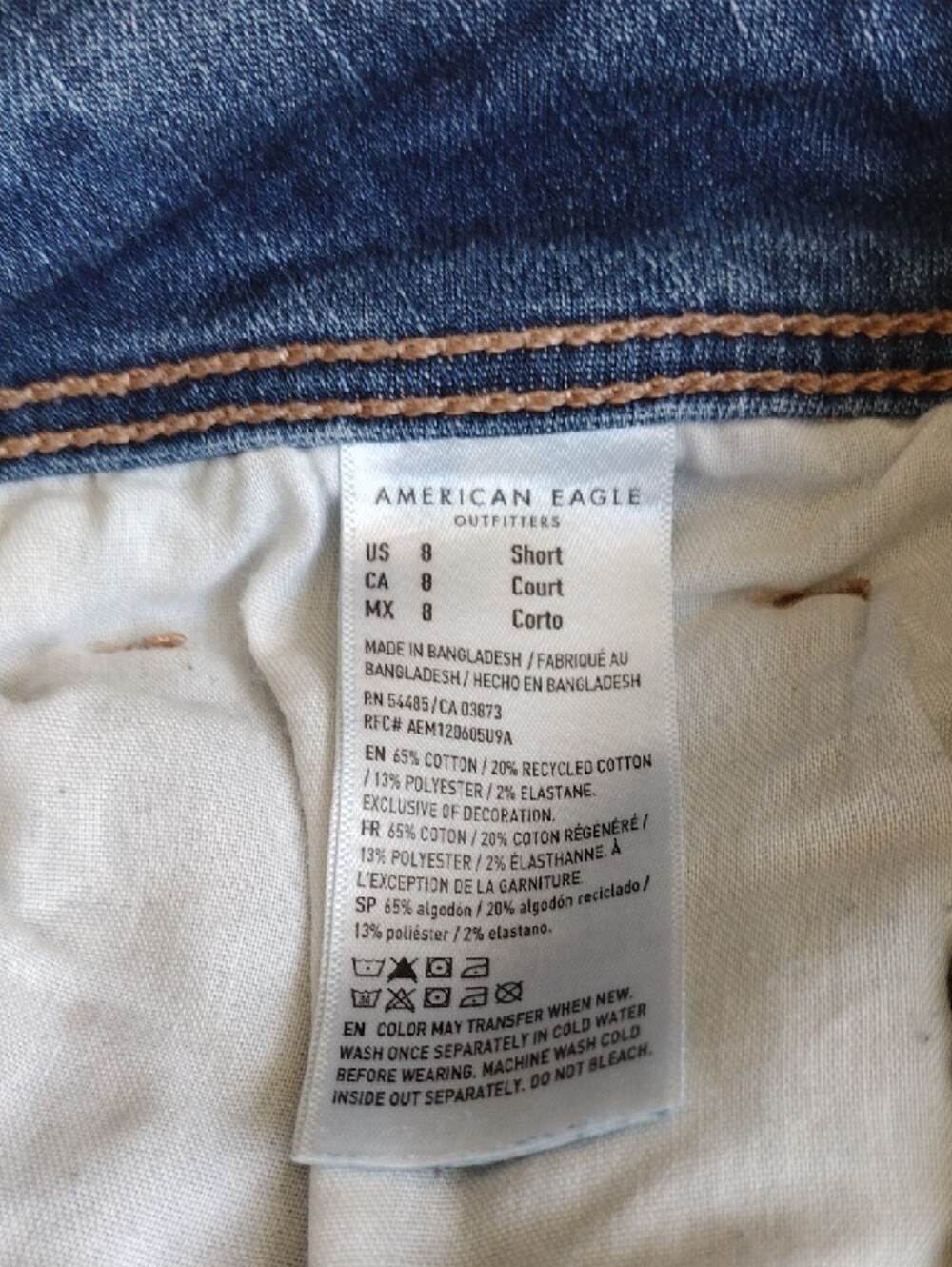 American Eagle Light Blue Denim Jeans with Tan Stitching - Picture 6 of 9